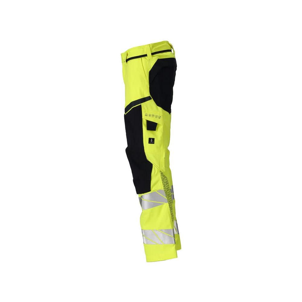 Bukser med knælommer, stretchindsatser Bukser Multisafe, hi-vis gul/sortblå