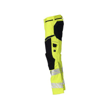 Bukser med knælommer, stretchindsatser Bukser Multisafe, hi-vis gul/sortblå