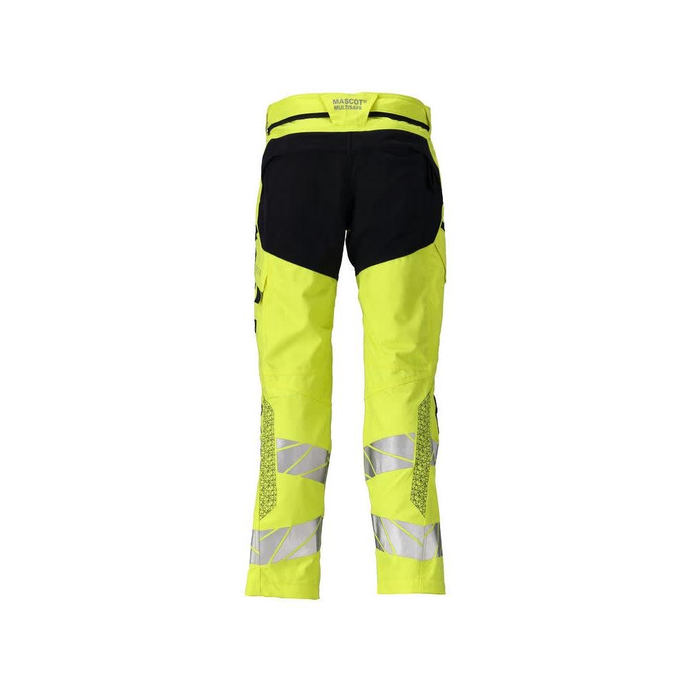 Bukser med knælommer, stretchindsatser Bukser Multisafe, hi-vis gul/sortblå