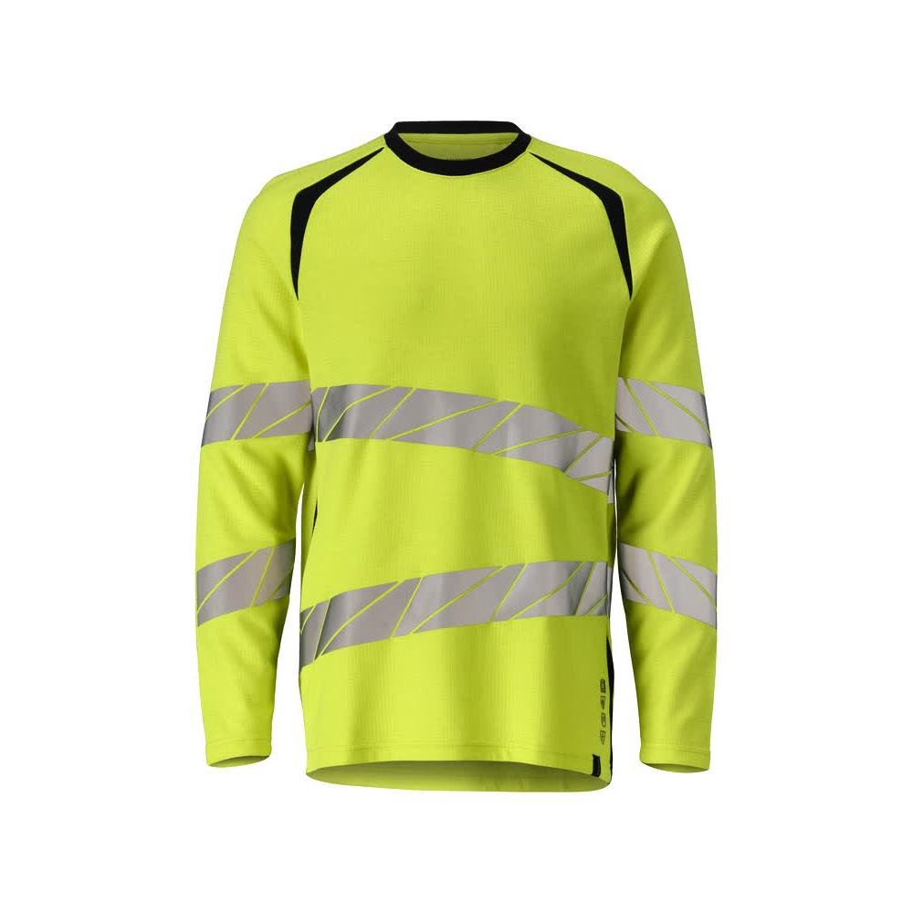 T-shirt, langærmet, moderne pasform T-shirt Multisafe, hi-vis gul/sort-blå