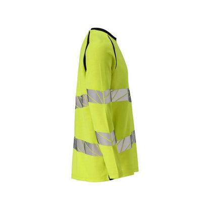 T-shirt, langærmet, moderne pasform T-shirt Multisafe, hi-vis gul/sort-blå