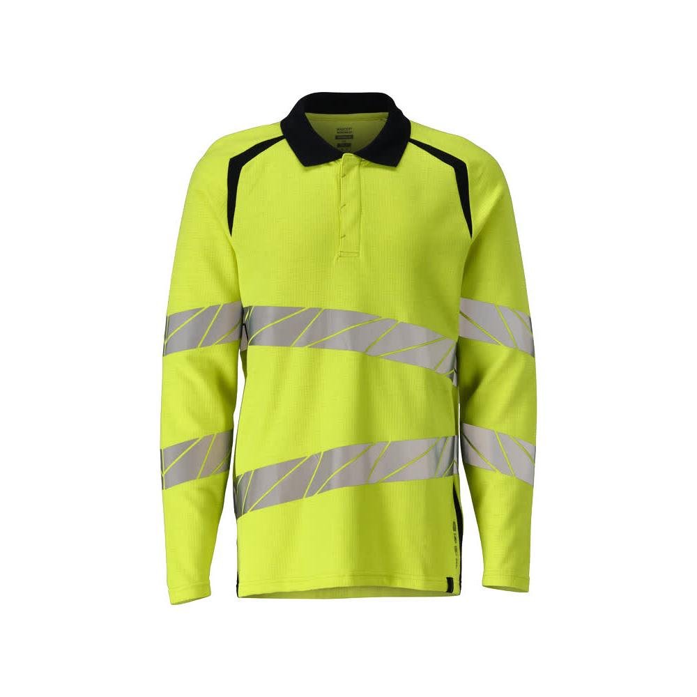 Poloshirt, langærmet poloshirt Multisafe, hi-vis gul/sort-blå