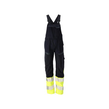 Dungaree, knælommer, strækindsatser Multisafe dungarees, sort blå/hi-vis gul