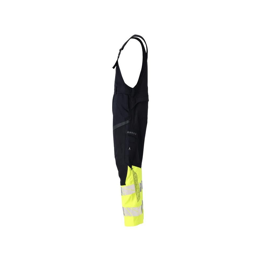 Dungaree, knælommer, strækindsatser Multisafe dungarees, sort blå/hi-vis gul