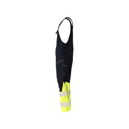Dungaree, knælommer, strækindsatser Multisafe dungarees, sort blå/hi-vis gul