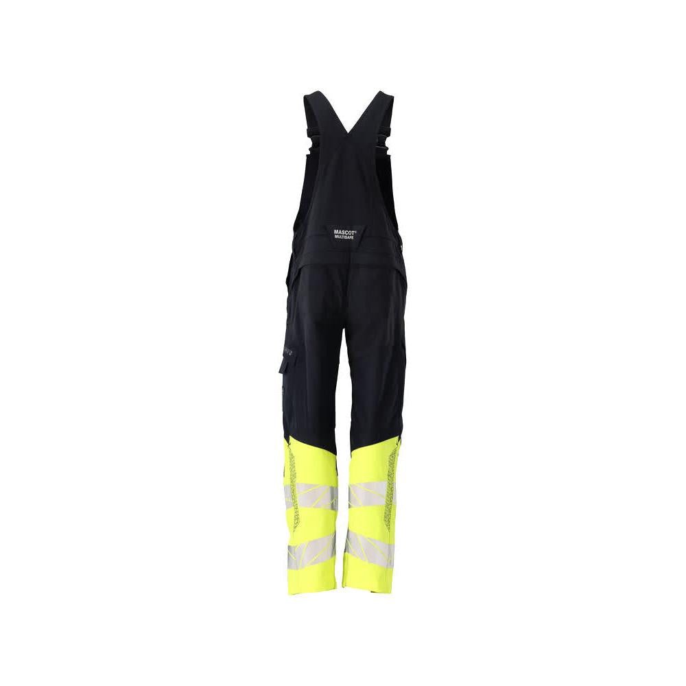 Dungaree, knælommer, strækindsatser Multisafe dungarees, sort blå/hi-vis gul