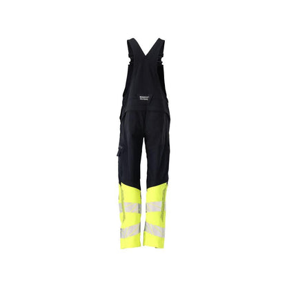 Dungaree, knælommer, strækindsatser Multisafe dungarees, sort blå/hi-vis gul