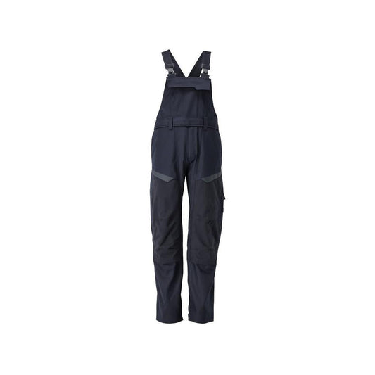 Dungaree, knælommer, strækindsatser Multisafe dungarees, sort blå/hi-vis gul