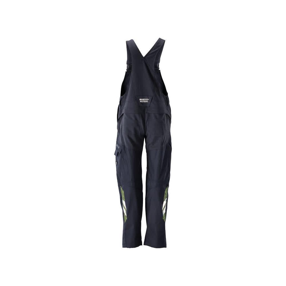 Dungaree, knælommer, strækindsatser Multisafe dungarees, sort blå/hi-vis gul