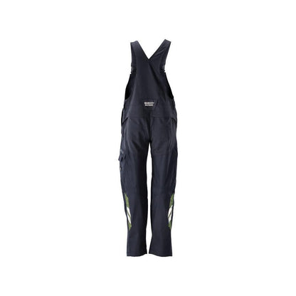 Dungaree, knælommer, strækindsatser Multisafe dungarees, sort blå/hi-vis gul