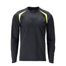 T-shirt, langærmet, moderne pasform T-shirt Multisafe, sort blå/hi-vis gul