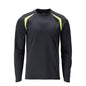 T-shirt, langærmet, moderne pasform T-shirt Multisafe, sort blå/hi-vis gul