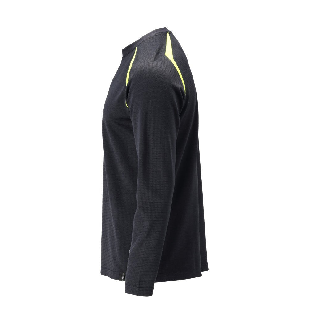 T-shirt, langærmet, moderne pasform T-shirt Multisafe, sort blå/hi-vis gul