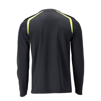 T-shirt, langærmet, moderne pasform T-shirt Multisafe, sort blå/hi-vis gul