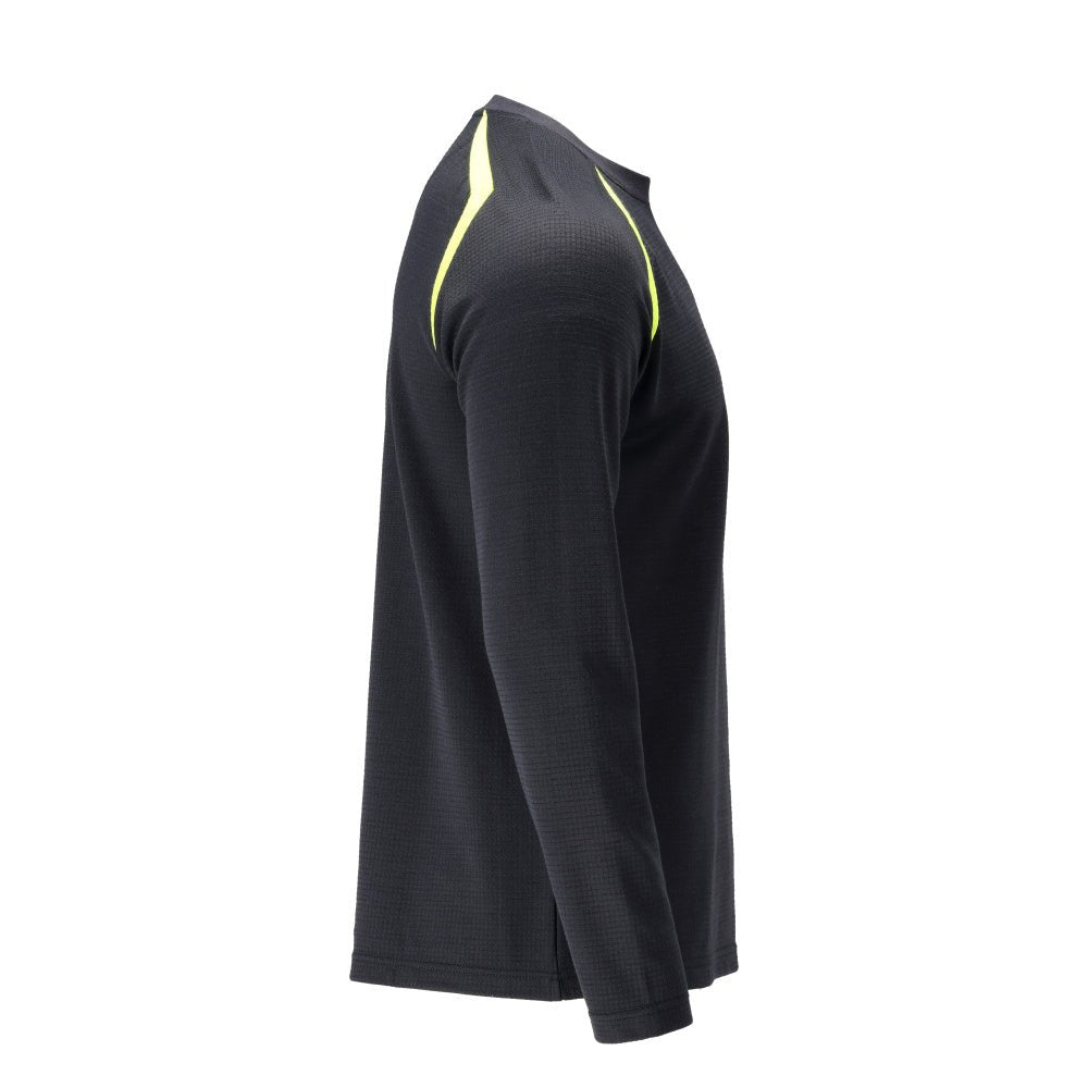 T-shirt, langærmet, moderne pasform T-shirt Multisafe, sort blå/hi-vis gul