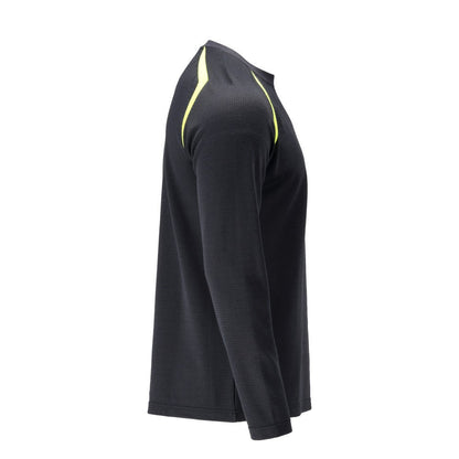 T-shirt, langærmet, moderne pasform T-shirt Multisafe, sort blå/hi-vis gul