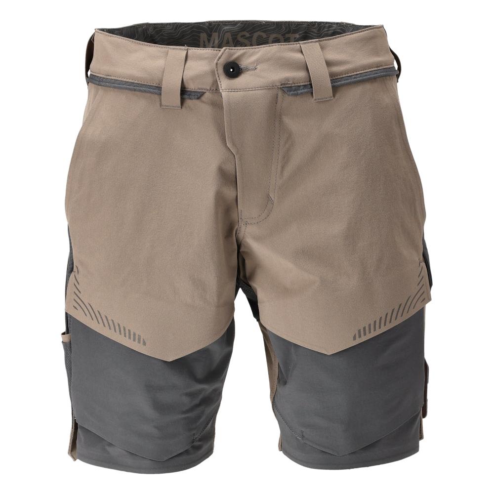 Shorts, stretch, lette shorts, mørk sandbeige/antracitgrå
