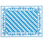 Dunicel-bordservietterne 30x40 cm Bayer Raute fra Duni GmbH viser et blå-hvidt diamantmønster med blå blomster og blade på hvid baggrund - perfekt til elegante lejligheder. Pakke med 100 stk.