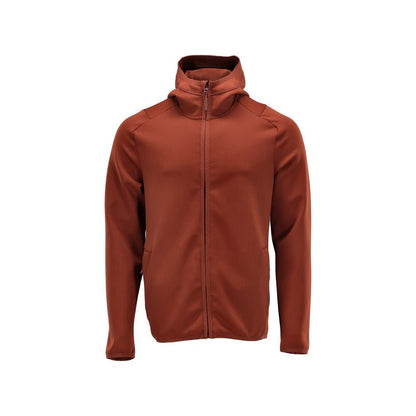 Fleecetrøje, hætte, mikrofleecejakke med lynlås, efterårsrød