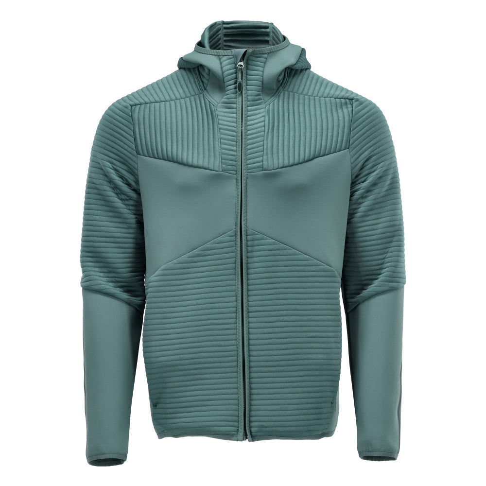 Fleecetrøje, hætte, mikrofleecejakke med lynlås, lys skovgrøn