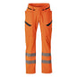 Bukser med lårlommer, stretchbukser, hi-vis orange