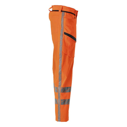 Bukser med lårlommer, stretchbukser, hi-vis orange