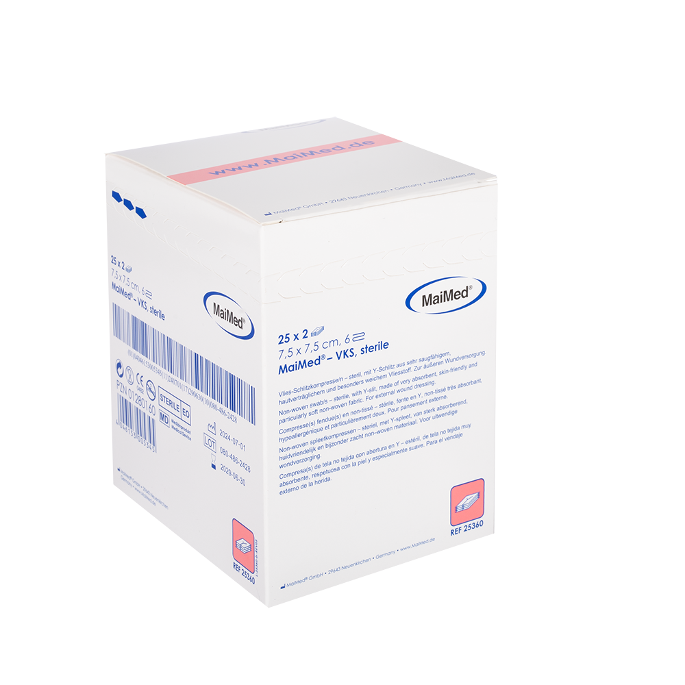 MaiMed-VKS-sterile fleece-slidskompresser, 25x2 stk./æske