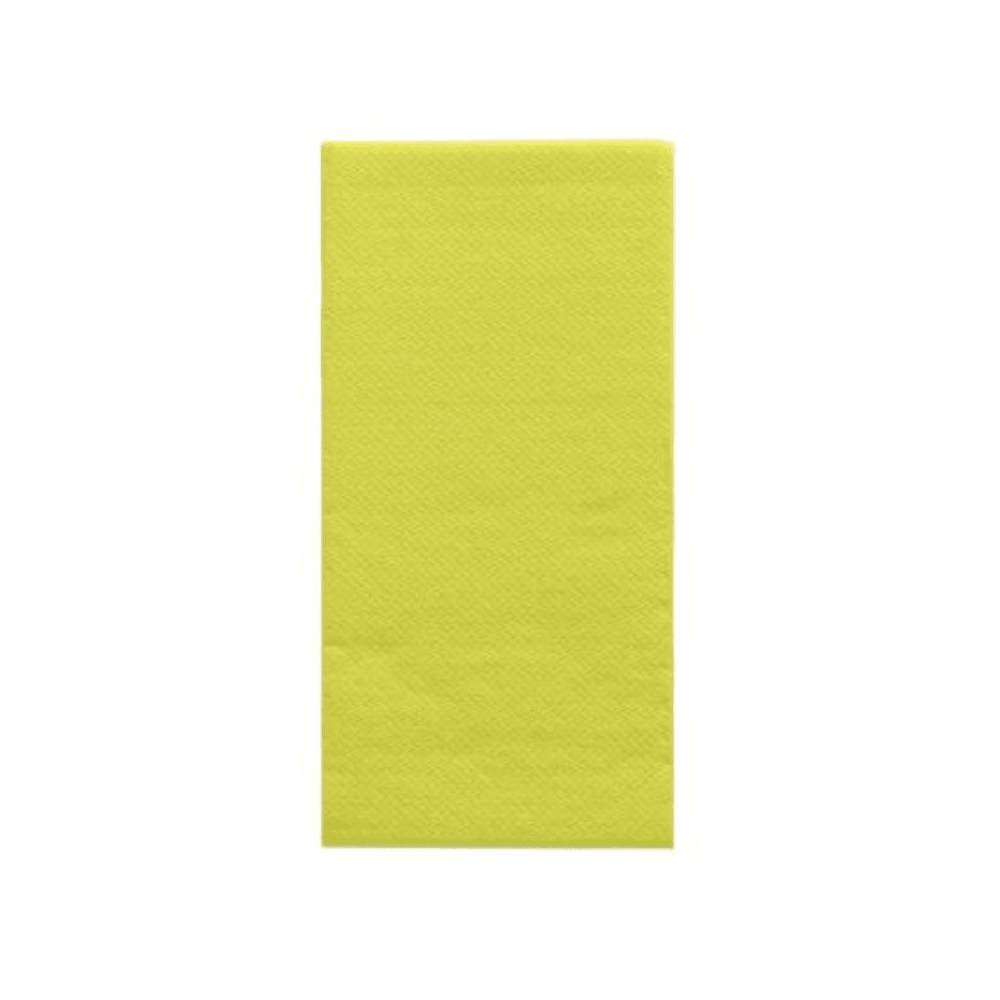Et gult, rektangulært stykke papir, der minder om de elegante PAPSTAR servietter „DAILY Collection“ med 1/8 fold i formatet 32 cm x 32 cm fra PAPSTAR GmbH, er centreret på en enkel hvid baggrund og tilføjer ethvert borddekoration et strejf af bæredygtig hygge.