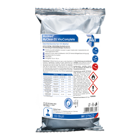 MaiMed MyClean DS ViruComplete Refill 120 stk. Servietter gennemblødt-neutral 15x18cm | Pakke (150 stk.)