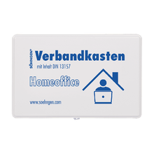 Førstehjælpskasse til hjemmekontoret, DIN 13157, med vægbeslag, plast, hvid