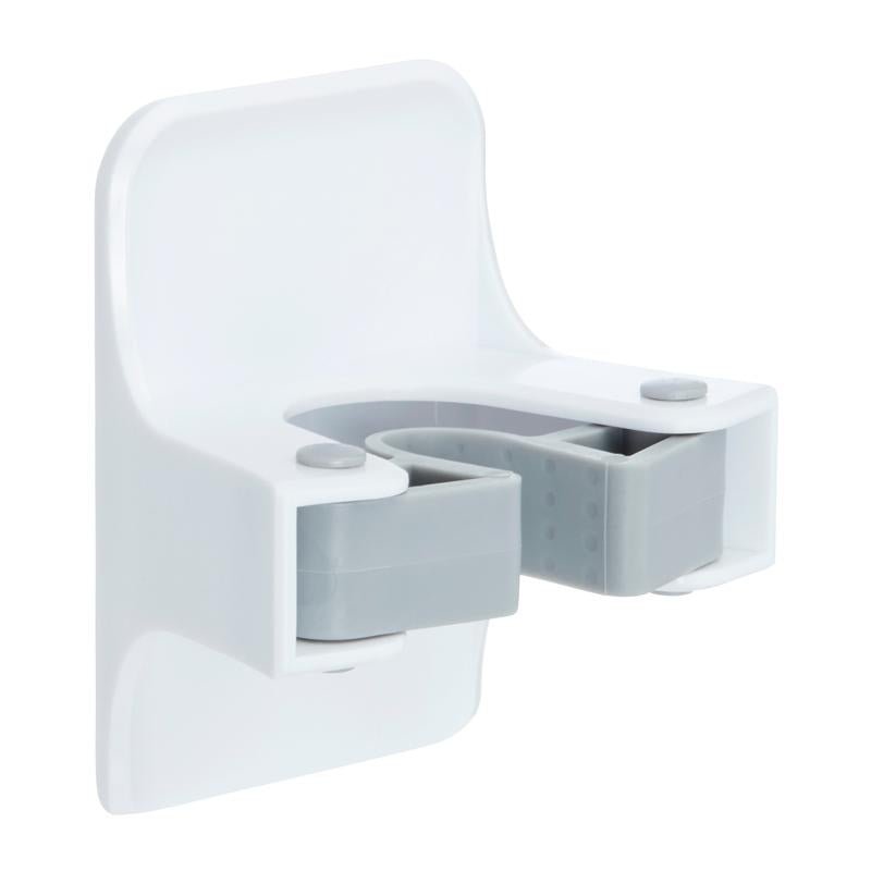 Command™ kostholderen, 17007-FR fra 3M Deutschland GmbH, er en hvid-grå vægholder med U-formet design og to grå gribepuder til fastgørelse af koste eller mopper.