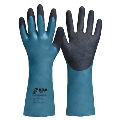 NITRAS GREEN BARRIER GRIP, kemikaliebeskyttelseshandsker, benzin / sort