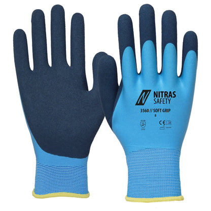 NITRAS SOFT GRIP, montagehandsker, lyseblå / mørkeblå