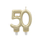 Die PAPSTAR Jubiläumskerzen mit Halter 7 cm "gold" von PAPSTAR GmbH ist eine goldfarbene Kerze in Form der Zahl 50 mit zwei weißen Kunststoffsockeln - ideal als Jubiläumskerzen Gold für Jubiläumsfeiern.
