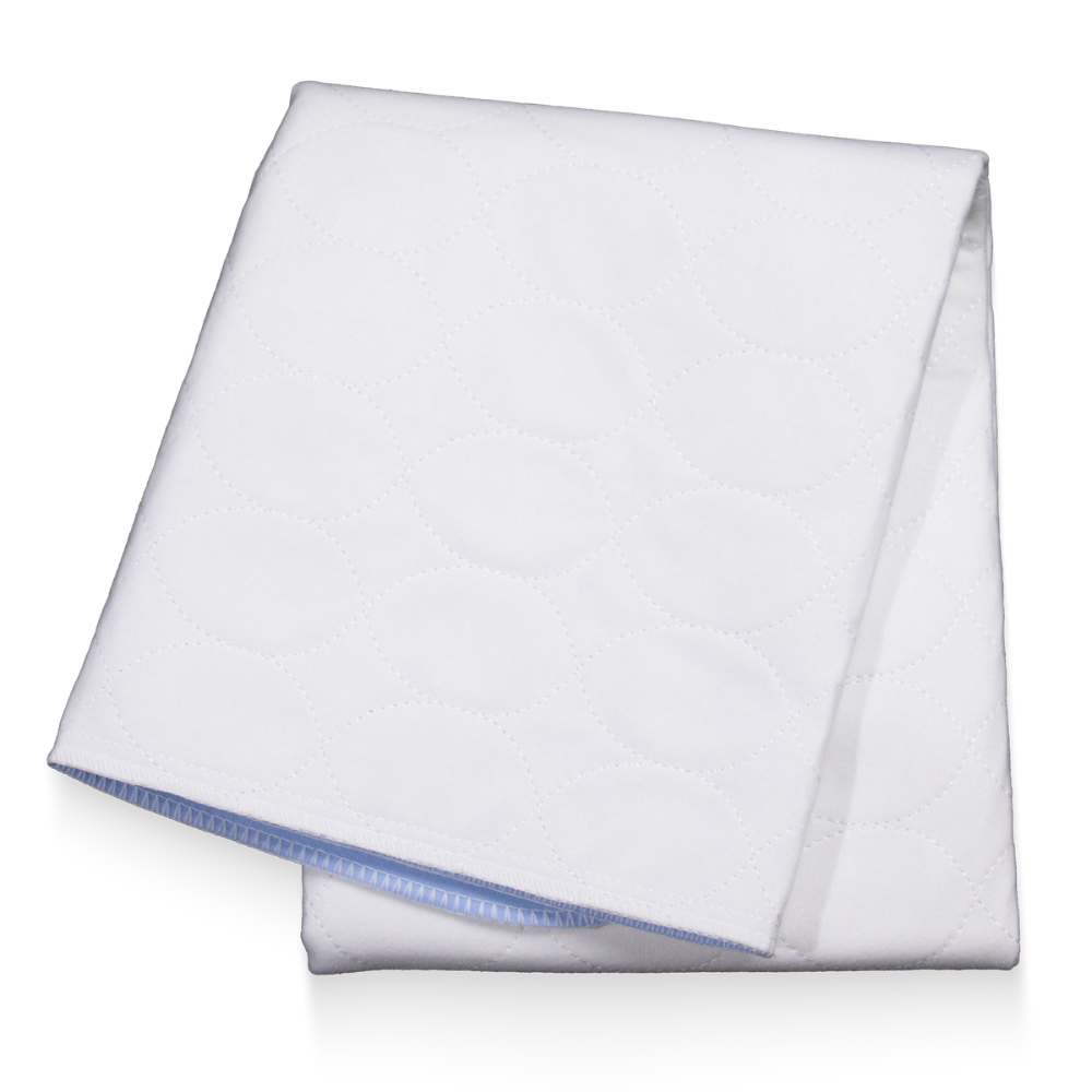 AMPri MED-COMFORT sengebeskyttelsesunderlag vaskbar 75 x 90 cm, blå/hvid | Pakke (1 stk.)