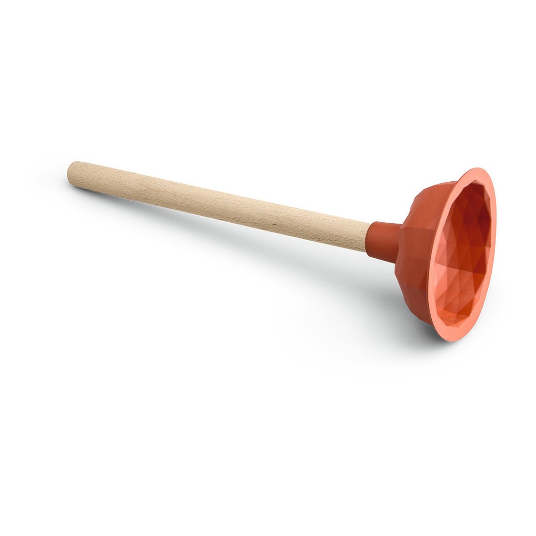 Nölle Profi Brush afløbssuger (Ø 110 mm, 35 cm, TPE) fra Nölle Profi Brush Børster- & Penselteknik e.K. med struktureret kop og lyst træhåndtag ligger på en hvid overflade.