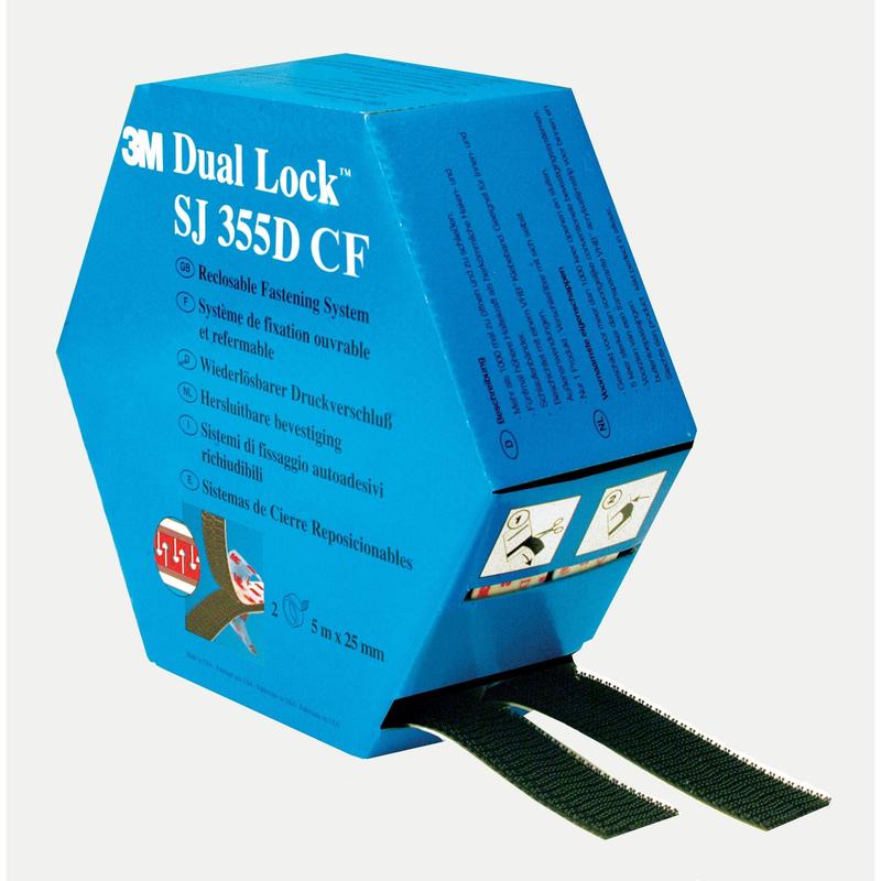 3M™ Dual Lock™ fleksibel tryklås SJ3550CF, MINI Ref 345184518, Sort, 25 mm x 5 m | Pakke (1 stk)