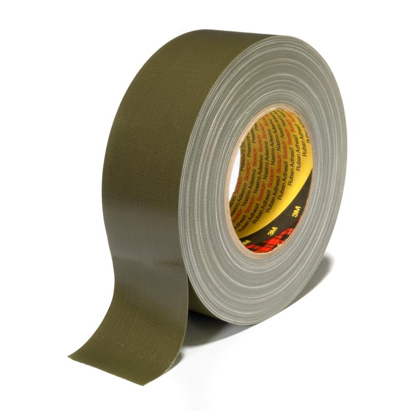 3M™ stofklæbende tape 389, oliven, 50 mm x 50 m, 0,26 mm | Pakke (1 rulle)