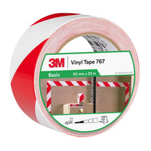 3M™ Hazard Warning Tape 767i, rød/hvid, 50 mm x 33 m, individuelt pakket | Pakke (1 rulle)