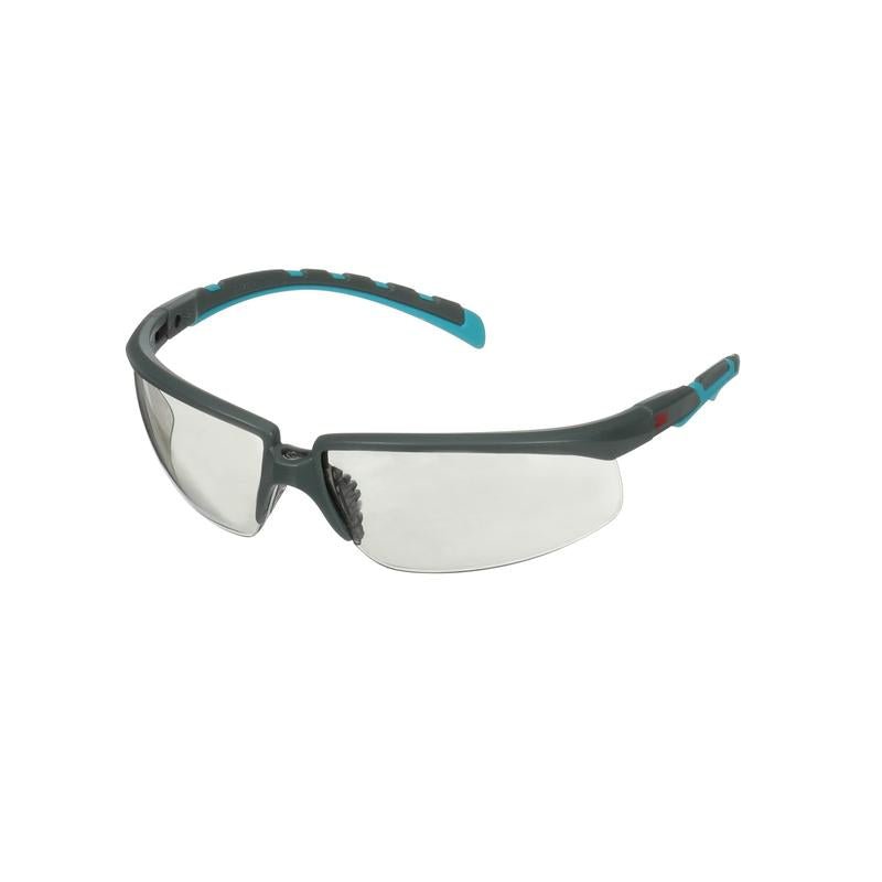3M™ Solus™ 2000-serien, S2007SGAF-BGR, Grå/Turkis Templer, Scotchgard™ Anti-Dog Coating, Indendørs/Udendørs, Grå Anti-Fog Anti-ridse Linse, 20 stk. | Pakke (1 stk)