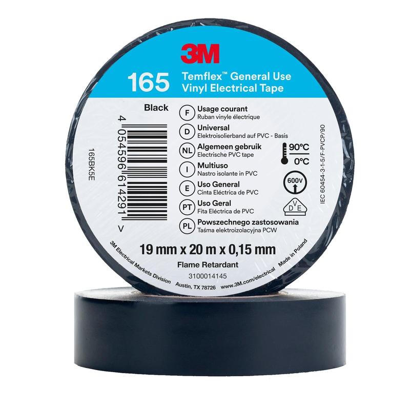 3M™ Temflex™ Vinyl elektrisk tape 165, sort