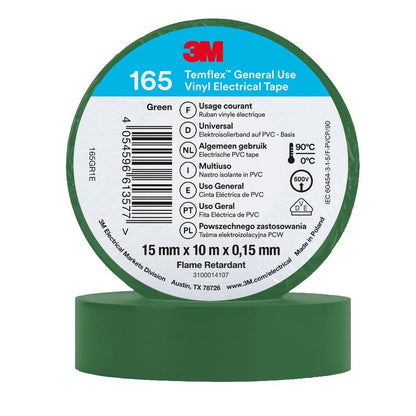 3M™ Temflex™ vinylisoleringstape 165, grøn - elektrisk isoleringstape