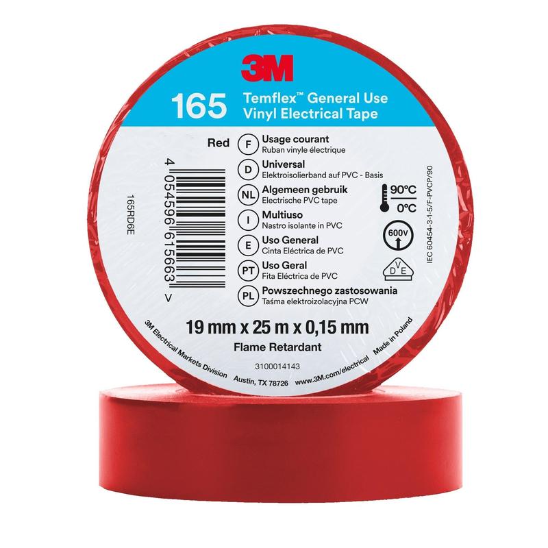 3M™ Temflex™ Vinyl elektrisk tape 165 rød