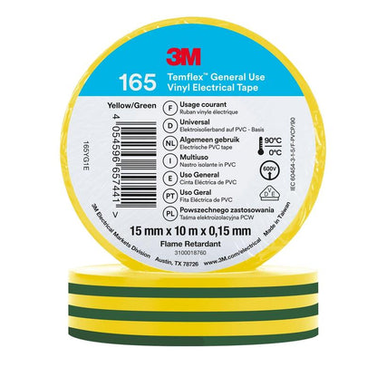 3M™ Temflex™ Vinyl Elektrisk Tape 165 - Grøn/Gul