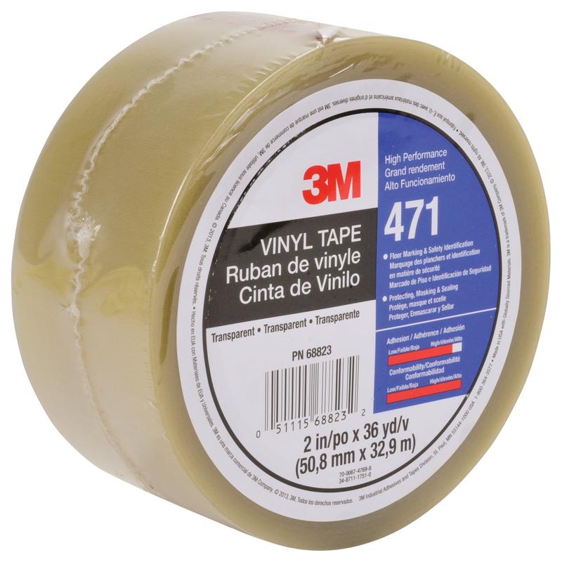 3M™ blød PVC-tape 471, klar, 50 mm x 33 m, 0,14 mm, individuelt pakket | Pakke (1 rulle)