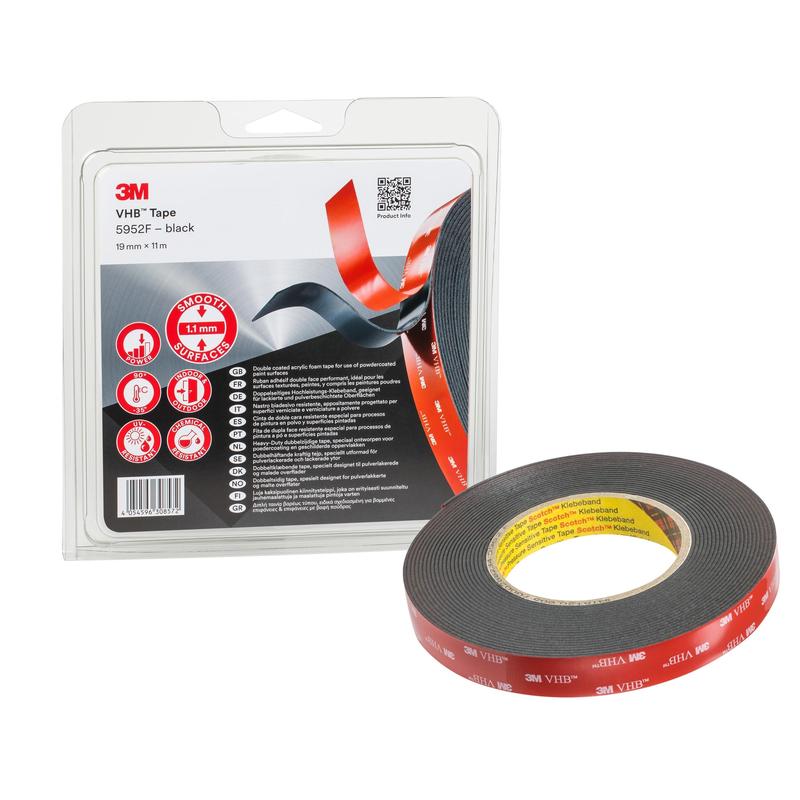 3M™ VHB™ selvklæbende tape 5952F, sort, 19 mm x 11 m, 1,1 mm | Pakke (1 rulle)
