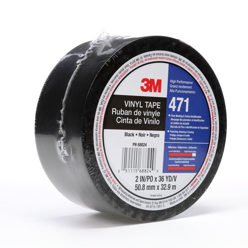3M™ blød PVC-tape 471, sort, 50 mm x 33 m, 0,14 mm, individuelt pakket | Pakke (1 rulle)