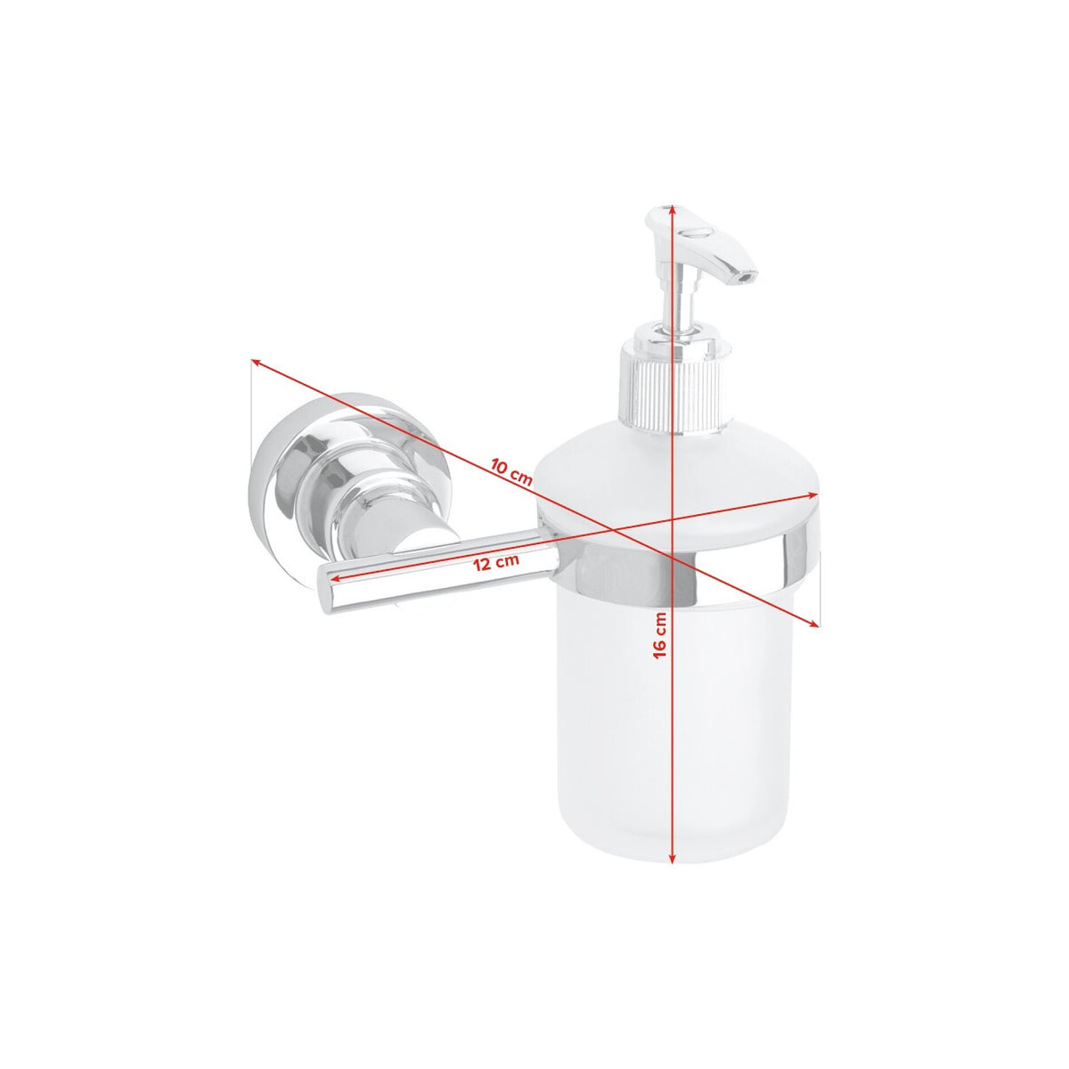 tesa Luup sæbedispenser (175 ml), forkromet, inkl. klæbeløsning – Mål