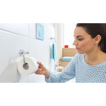 tesa SMOOZ WC-Rollenhalter ohne Deckel, verchromt, inkl. Klebelösung – Anwendung