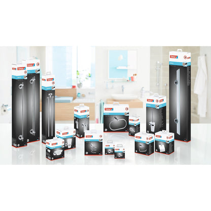tesa SMOOZ Seifenspender-Set, verchromt, inkl. Klebelösung – Sortiment